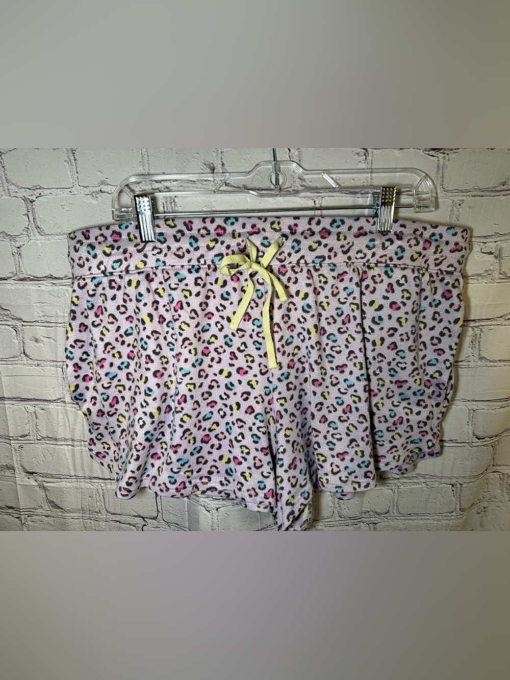 Secret Treasures Pink Leopard Print Pajama Shorts with Yellow Bow